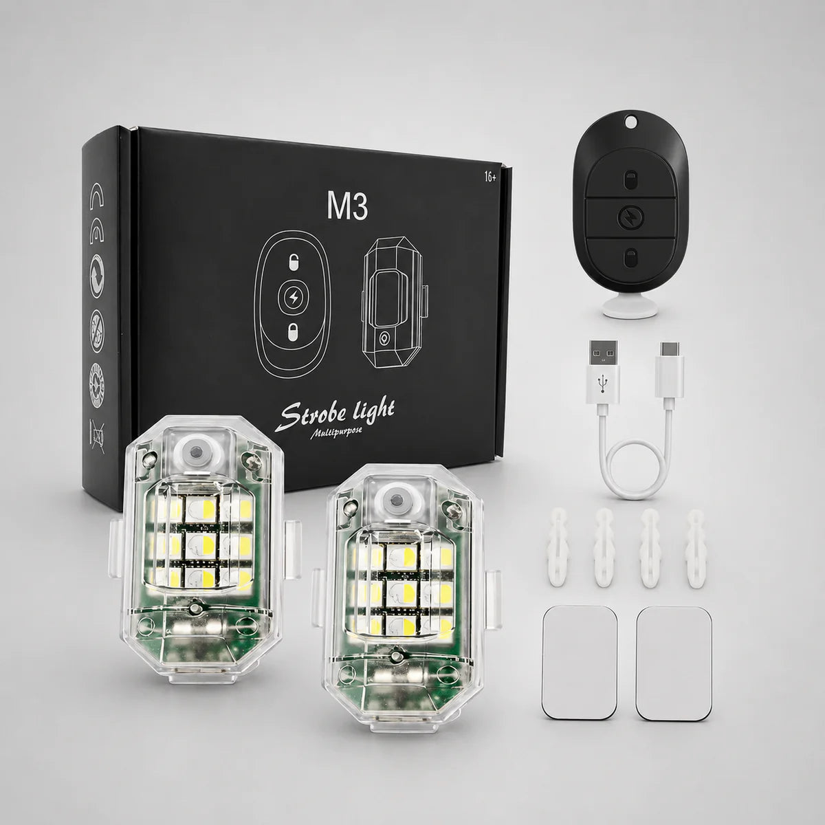 Lumières LED 7 Couleurs Anti-Collision avec Télécommande 2pcs – مصابيح مع جهاز تحكم عن بعد