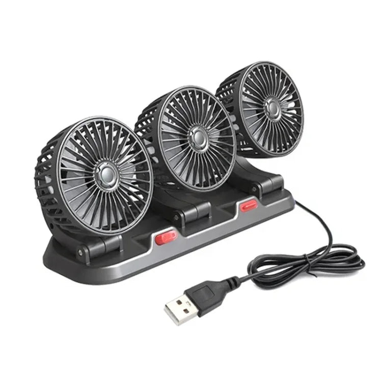 مروحة سيارة USB ثلاثية الرؤوس 360° عالية السرعة | Ventilateur de voiture USB haute vitesse 360° à 3 têtes