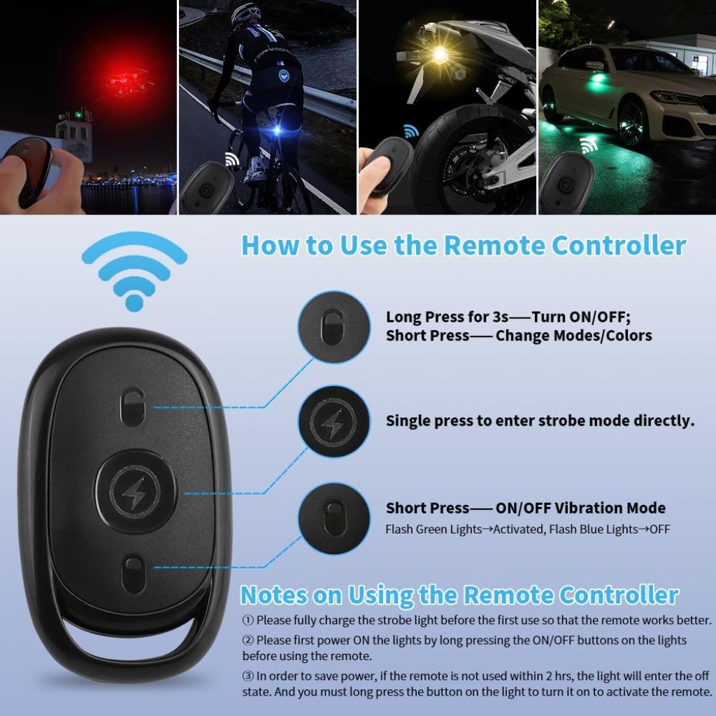 Lumières LED 7 Couleurs Anti-Collision avec Télécommande 2pcs – مصابيح مع جهاز تحكم عن بعد
