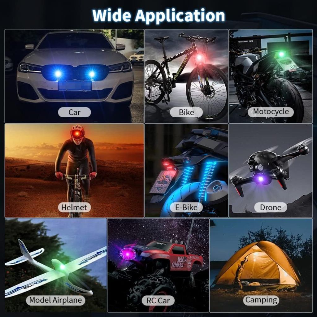 Lumières LED 7 Couleurs Anti-Collision avec Télécommande 2pcs – مصابيح مع جهاز تحكم عن بعد