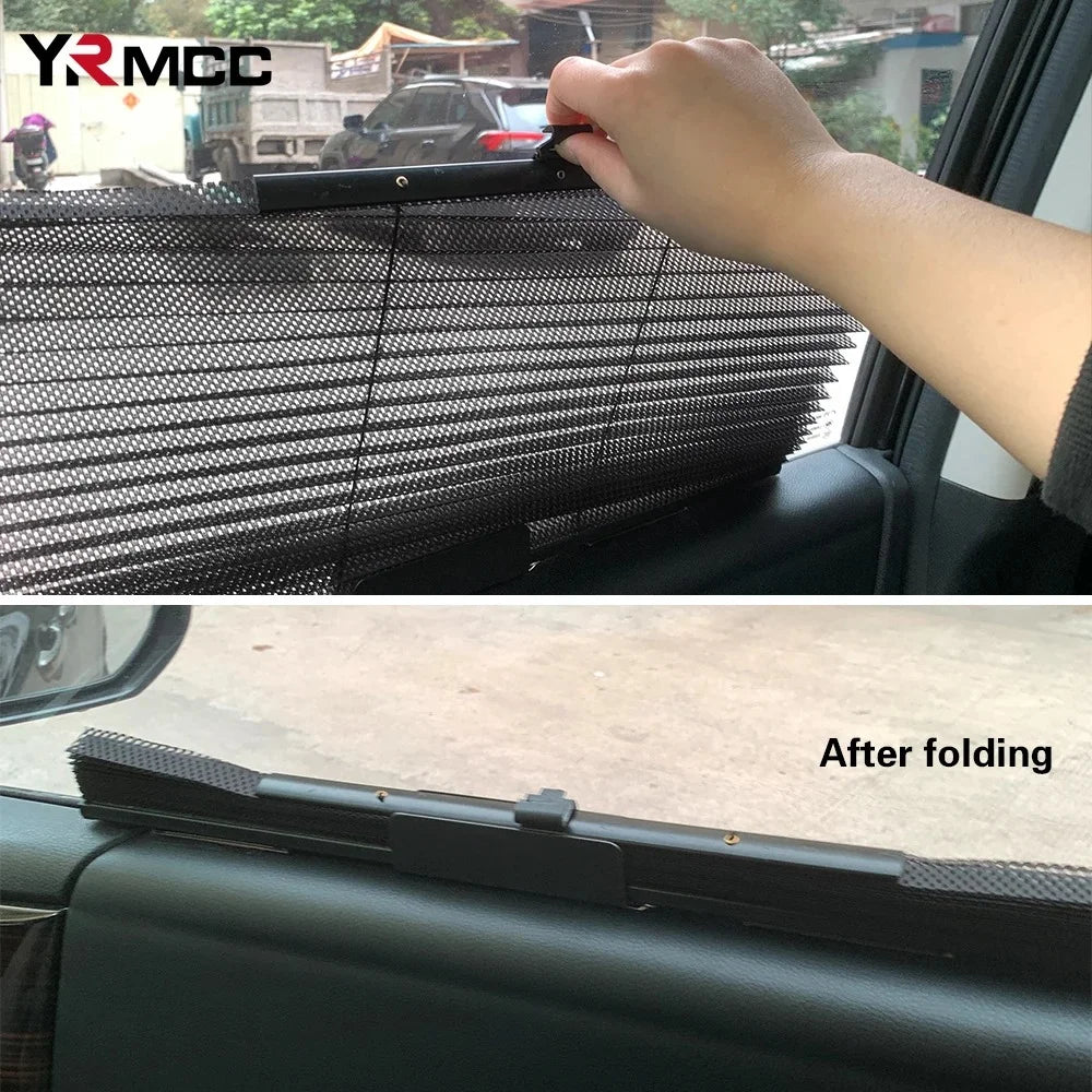 ستارة شمسية قابلة للسحب لنوافذ السيارة مع حماية من الأشعة فوق البنفسجية | Rideau pare-soleil rétractable pour vitres de voiture avec protection UV et intimité optimale