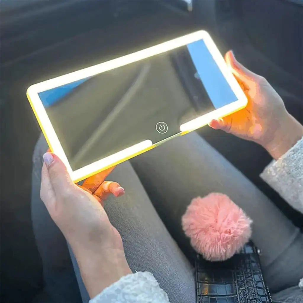 مرآة مكياج وإضاءة LED قابلة للشحن للسيارة | Miroir de courtoisie rechargeable pour voiture avec éclairage LED